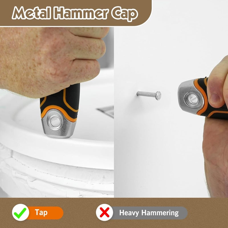 Rolling Dog 3" Angled Stiff Chisel Scraper-5 Degree Angled Putty Knife with Metal Hammer Cap, Rubber Gripped Handle, Paint Scraper into Corners - Image 5